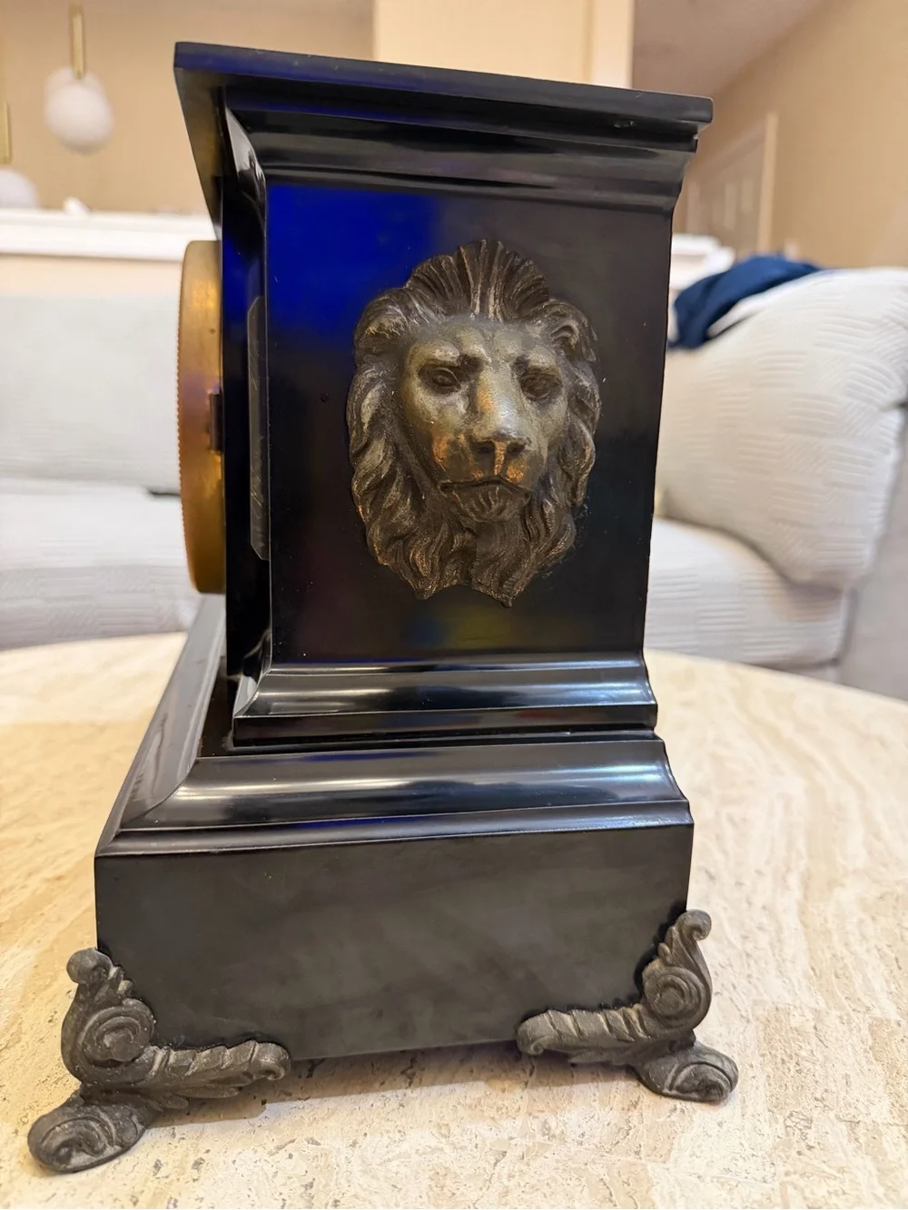 Antique Ansonia Iron 8 Day Mantle Clock *SUPER NICE* With Larger Lion's Heads